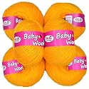 100% Acrylic Wool Yellow (6 pc) Baby-Soft Wool Ball Hand Knitting Wool/Art Craft Soft Fingering Crochet Hook Yarn, Needle Knitting Yarn Threa A BMA