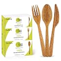 100% Biodegradable Cutlery Made of Vegetable Fibers, 300 PCS of 6.7” Long Heavy-Duty and Splinter Free Eco-Friendly Spoons, Forks & Knives, Perfect Sustainable Cutlery by The Veggie Straws