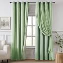 100% Blackout Curtains for Bedroom, Double Layer Green 72" L