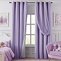 100% Blackout Curtains for Bedroom, Double Layer Lilac 90" L