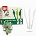 100% Compotable Knives Disposable Compostable Cutlery Set Silverware by Koalalove 150pc (CK150)