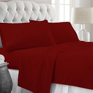 100 cotton 400 tc sateen double fitted sheet set 72x7212 inch with 2 pillowcases  deep pocket all-round elastic  burgundy striped - soft breathable amp eco-friendly bedsheet