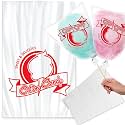 100 Cotton Candy Bags with Ties – 18.5" X 11.5" Thick Printed Bulk Cotton Candy Machine Supplies | Large Candy Bag Holder | Concession Stand Carnival Candy Bags