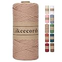 Likeecords 100% Cotton Crochet Bag Cord 2mm 170m Macrame Cord 2mm Crochet Thread Macrame Rope Gift for Knitter (Coffee)