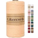 Likeecords 100% Cotton Crochet Bag Cord 2mm 170m Macrame Cord 2mm Crochet Thread Macrame Rope Gift for Knitter （Pink-Orange）
