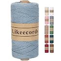 Likeecords 100% Cotton Crochet Bag Cord 2mm 170m Macrame Cord 2mm Crochet Thread Macrame Rope Gift for Knitter (Haze Blue)