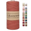 Likeecords 100% Cotton Crochet Bag Cord 2mm 170m Macrame Cord 2mm Crochet Thread Macrame Rope Gift for Knitter (Rust)