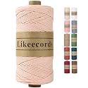 Likeecords 100% Cotton Crochet Bag Cord 2mm 170m Macrame Cord 2mm Crochet Yarn Macrame Rope Gift for Knitter (Lotus Pink)