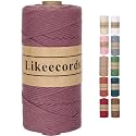 Likeecords 100% Cotton Crochet Bag Cord 2mm 170m Macrame Cord 2mm Crochet Thread Macrame Rope Gift for Knitter (Deep Purple)