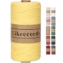 Likeecords 100% Cotton Crochet Bag Cord 2mm 170m Macrame Cord 2mm Crochet Thread Macrame Rope Gift for Knitter (Lemon Yellow)