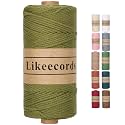 Likeecords 100% Cotton Crochet Bag Cord 2mm 170m Macrame Cord 2mm Crochet Thread Macrame Rope Gift for Knitter （Military Green）