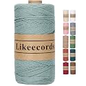 Likeecords 100% Cotton Crochet Bag Cord 2mm 170m Macrame Cord 2mm Crochet Thread Macrame Rope Gift for Knitter (Grayish Blue)