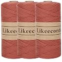 Likeecords 100% Cotton Crochet Yarn for Bag,3 Rolls/Pack 2mm x 510m,Macrame Cord,Chunky Yarn for Crocheting Handbag, Purse,Blankets Crafts Projects (Rusty)