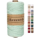 Likeecords 100% Cotton Crochet Bag Cord 2mm 170m Macrame Cord 2mm Crochet Thread Macrame Rope Gift for Knitter (Light Green)