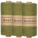 Likeecords 100% Cotton Crochet Yarn for Bag,3 Rolls/Pack 2mm x 510m,Macrame Cord,Chunky Yarn for Crocheting Handbag, Purse,Blankets Crafts Projects (Military Green)