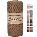 Likeecords 100% Cotton Crochet Bag Cord 2mm 170m Macrame Cord 2mm Crochet Thread Macrame Rope Gift for Knitter (Brown)