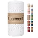 Likeecords 100% Cotton Crochet Bag Cord 2mm 170m Macrame Cord 2mm Crochet Thread Macrame Rope Gift for Knitter (White)