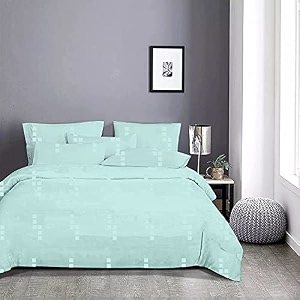 100 cotton uk full - 80x80 size duvet cover  quilt cover  razai cover  comforter cover set 3 pcs duvet set  rajai set 1 button closure duvet cover  2 pillow case - aqua blue