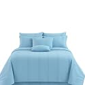 100% Cotton UK Queen - 84x84 Size Duvet Cover | Quilt Cover | Razai Cover | Comforter Cover Set, 3 PCs Duvet Set | rajai Set (1 Button Closure Duvet Cover + 2 Pillow case) - Light Blue