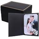100 Count Photo Folders for 4x6 or 5x7 Pictures,Paper Picture Frames,Cardboard Greeting Photo Frame Cards for Graduation Wedding Birthday Classroom DIY (Black with Gold Trim)