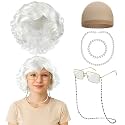 Huskein 100 Days of School Costume for Girls, Grandma Costume with White Grandma Wig for 100th day of school Accessories