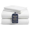 100% Egyptian Cotton Sheets Queen Size, 4 Piece, White Sheets Queen Set