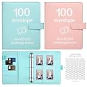 100 Envelopes Money Saving Challenge Binder with Reusable Laminated Tracker, Budget Book with Cash Envelopes, Easy and Fun Way to Save $5,050 (Pink and Blue)