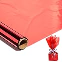 100 Ft x 17 in Red Cellophane Wrap Roll Valentine Day - Red Transparent Cellophane Roll for Gift Basket Wrap - Plastic Wrap for Christmas Light Decorations, Treats, Graduation Gift Wrapping.