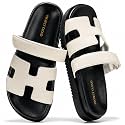 100% Genuine Leather Adjustable Slides for Women Flat Slip-On Sandals Women