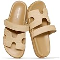 100% Genuine Leather Adjustable Slides for Women Flat Slip-On Sandals Women