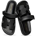 100% Genuine Leather Adjustable Slides for Women Flat Slip-On Sandals Women