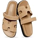 100% Genuine Leather Adjustable Slides for Women Flat Slip-On Sandals Women