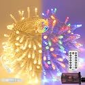 100 LED Connectable String Lights with Remote, Warm White to Multicolor