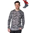 100% Merino Wool Base Layer Mens - Long Sleeve Thermal Shirts with Socks