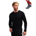 100% Merino Wool Base Layer Mens - Long Sleeve Thermal Shirts with Socks