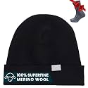 100% Merino Wool Beanie for Women, Men - Set Adult Skull Cap 17.5um &amp; Socks