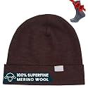 100% Merino Wool Beanie for Women, Men - Set Adult Skull Cap 17.5um &amp; Socks