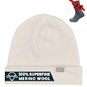 100% Merino Wool Beanie for Women, Men - Set Adult Skull Cap 17.5um &amp; Socks
