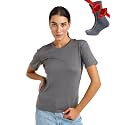 100% Merino Wool T-Shirt Women - Short Sleeve Base Layer Tee with Socks