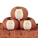 100% Merino Wool Yarn, 3-Ply Luxurious and Soft Yarn for Hand Knitting &amp; Crocheting (Amber, 3Balls)