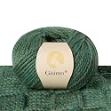 100% Merino Wool Yarn, 3-Ply Luxurious and Soft Yarn for Hand Knitting &amp; Crocheting (Dark Green,1Ball)