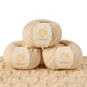 100% Merino Wool Yarn 3-Ply Luxurious and Soft Yarn for Hand Knitting &amp; Crocheting (Apricot,3Balls)