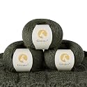 100% Merino Wool Yarn, 3-Ply Luxurious and Soft Yarn for Hand Knitting &amp; Crocheting (Forest Green, 3Balls)