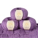 100% Merino Wool Yarn, 3-Ply Luxurious and Soft Yarn for Hand Knitting &amp; Crocheting (Purple,3Balls)