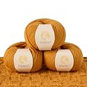 100% Merino Wool Yarn 3-Ply Luxurious and Soft Yarn for Hand Knitting &amp; Crocheting (Autumn Yellow,3Balls)