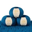 100% Merino Wool Yarn 3-Ply Luxurious and Soft Yarn for Hand Knitting &amp; Crocheting (Jazz Blue,3Balls)