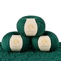 100% Merino Wool Yarn 3-Ply Luxurious and Soft Yarn for Hand Knitting &amp; Crocheting (Christmas Green,3Balls)