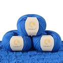 100% Merino Wool Yarn 3-Ply Luxurious and Soft Yarn for Hand Knitting &amp; Crocheting (Blue,3Balls)
