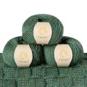 100% Merino Wool Yarn, 3-Ply Luxurious and Soft Yarn for Hand Knitting &amp; Crocheting (Dark Green,3Balls)