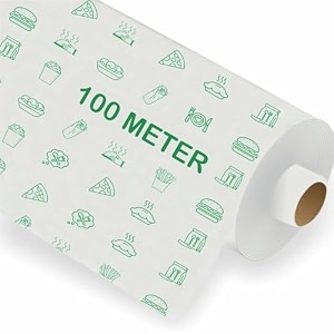 100 meter food wrapping paper roll baking butter roti wrapping paper wax paper roll reheatable parchment paper 100 food grade - pack of 1